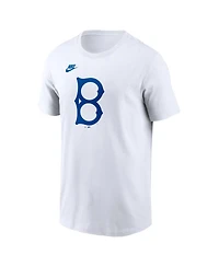 Nike Men's White Brooklyn Dodgers Cooperstown Collection Logo T-Shirt