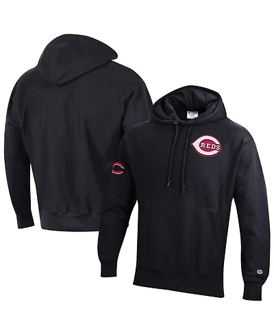 Champion Men's Black Cincinnati Reds Reverse Weave Chenille Hoodie