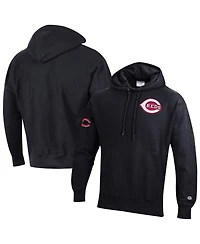 Champion Men's Black Cincinnati Reds Reverse Weave Chenille Hoodie