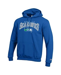 Champion Men's Royal Seattle Seahawks Powerblend Arch over Logo Hoodie