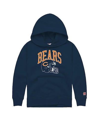 Homage Big Boys and Girls Navy Chicago Bears Helmet Retro Tri-Blend Hoodie