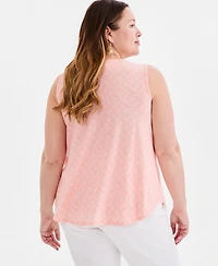 Style & Co Plus Pintucked Sleeveless Tank, Macy's Exclusive