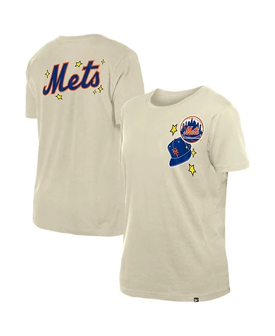 New Era Women's Cream York Mets Stars Cap T-Shirt