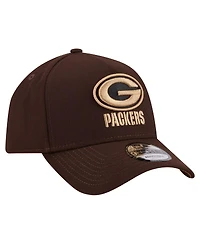New Era Men's Dark Brown Green Bay Packers Burnt Wood A-Frame 9FORTY Adjustable Hat