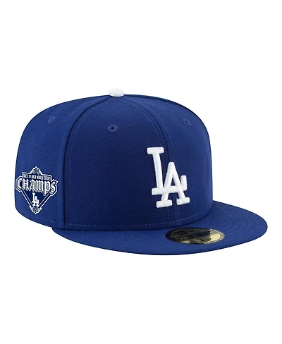 New Era Men's Royal Los Angeles Dodgers Back-to-Back Champions Diamond Side Patch 59FIFTY Fitted Hat
