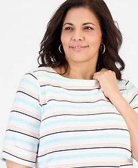 Style & Co Plus Cuffed Elbow-Sleeve Top, Macy's Exclusive