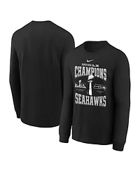 Nike Big Boys and Girls Black Seattle Seahawks Super Bowl Lx Champions Locker Room Trophy Collection Long Sleeve T-Shirt
