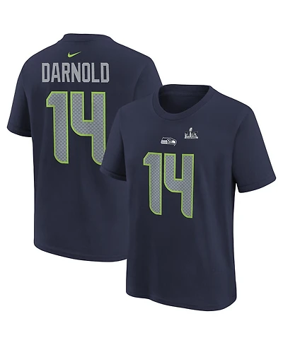 Nike Big Boys and Girls Sam Darnold College Navy Seattle Seahawks Super Bowl Lx Name Number T-Shirt