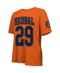 Majestic Threads Women's Tarik Skubal Orange Detroit Tigers Oversized Name Number T-Shirt