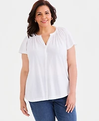Style & Co Plus Flutter-Sleeve Top, Exclusively at Macy's