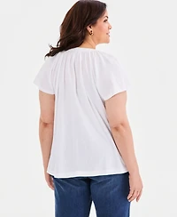 Style & Co Plus Flutter-Sleeve Top, Exclusively at Macy's
