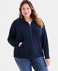 Style & Co Plus Luxsoft French Terry Half-Zip Sweatshirt, Macy's Exclusive
