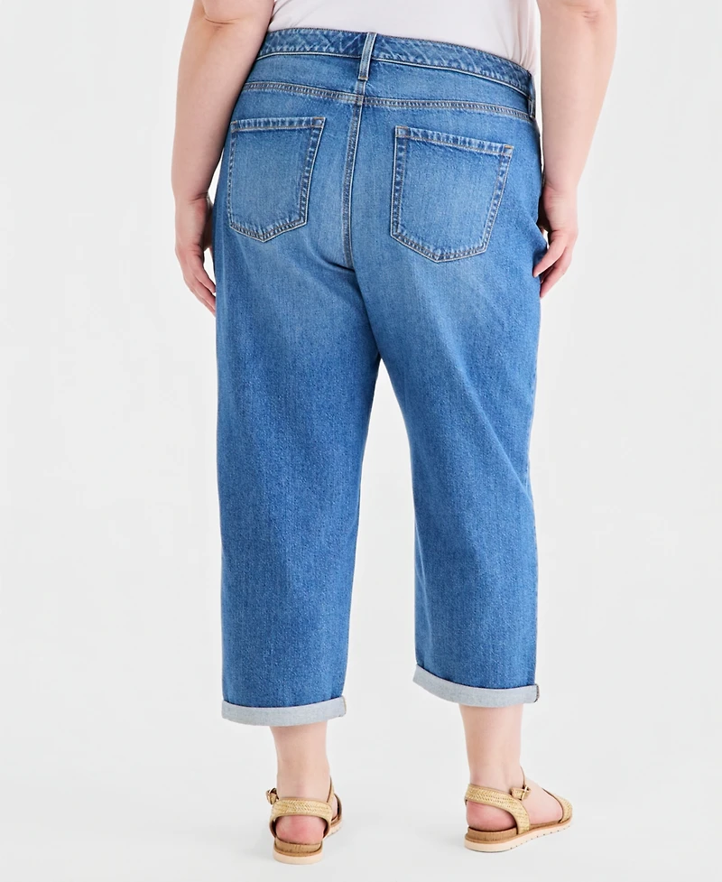 Style & Co Plus Mid Rise 5 Pocket Relaxed Straight Jeans,