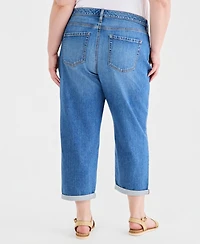 Style & Co Plus Mid Rise 5 Pocket Relaxed Straight Jeans,