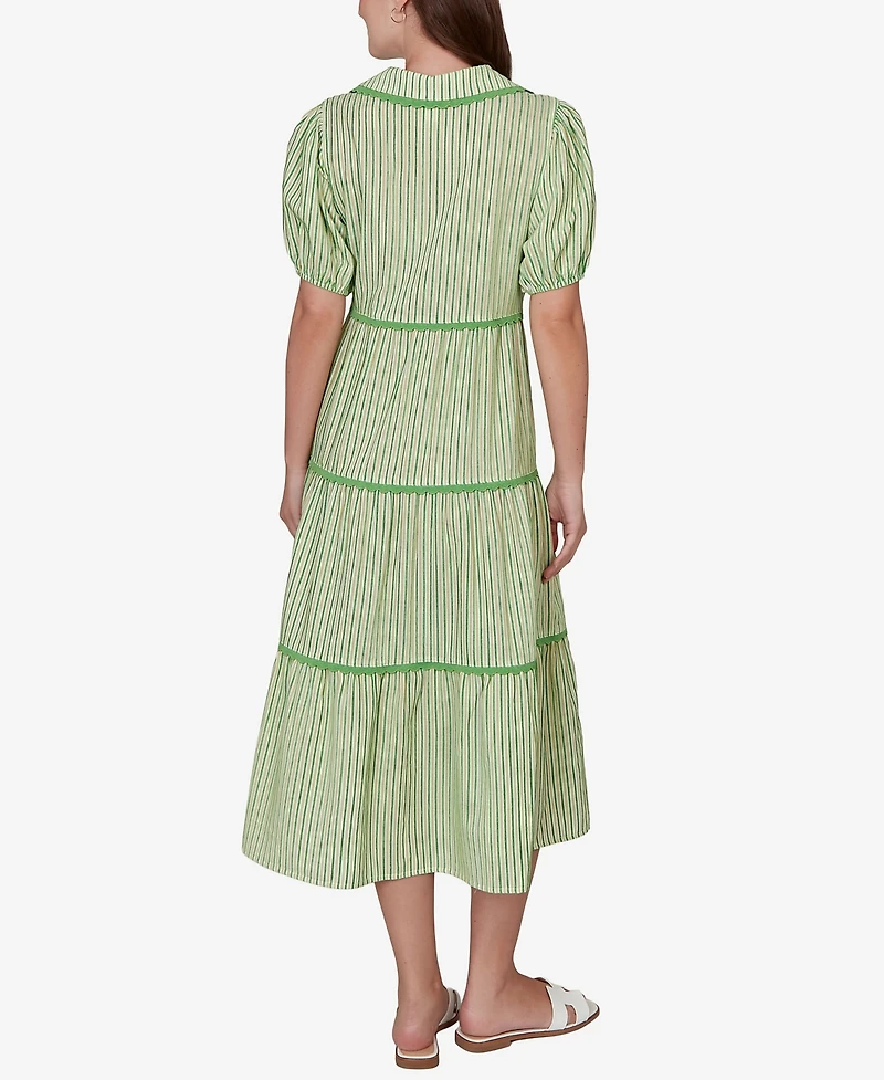 Ruby Rd. Petite Textured Stripe Tiered Maxi Dress