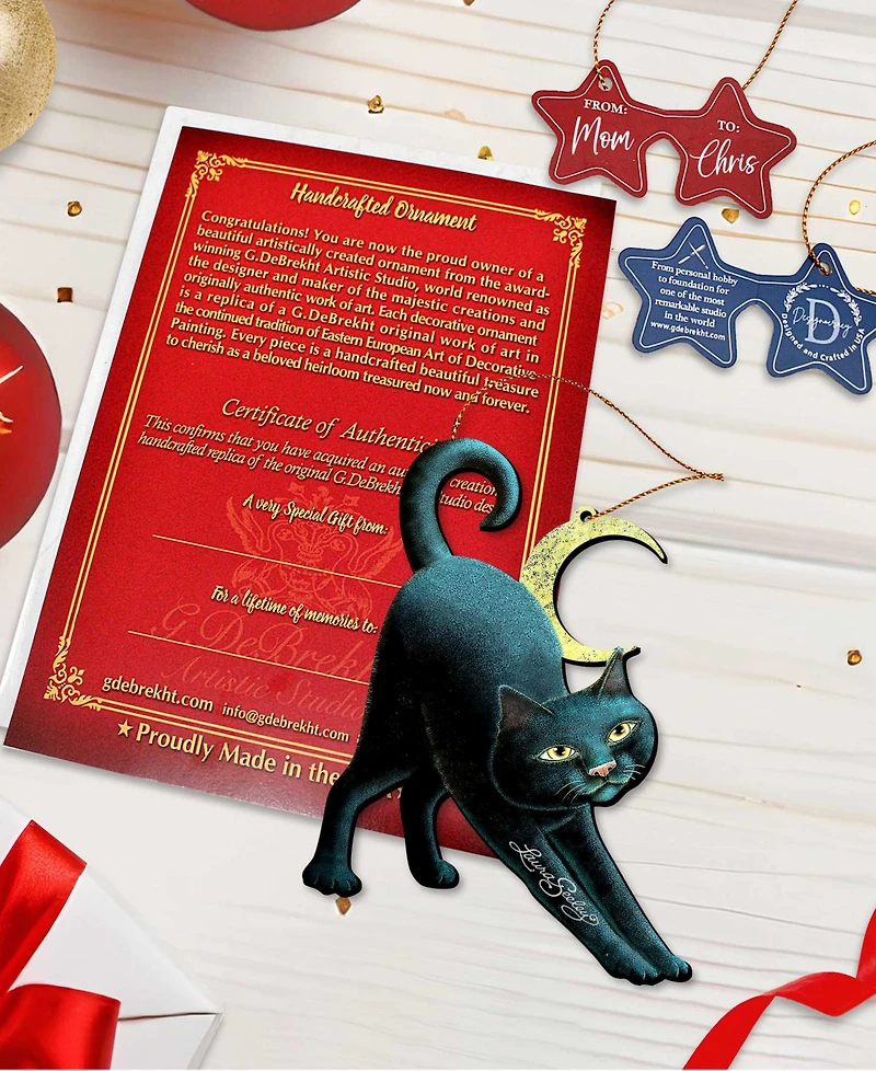 Designocracy Black Cat Holiday Ornaments, Set of 2