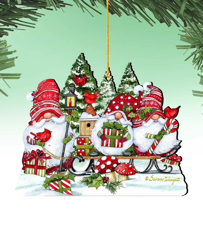 Designocracy Christmas Gnomes Holiday Ornaments, Set of 2