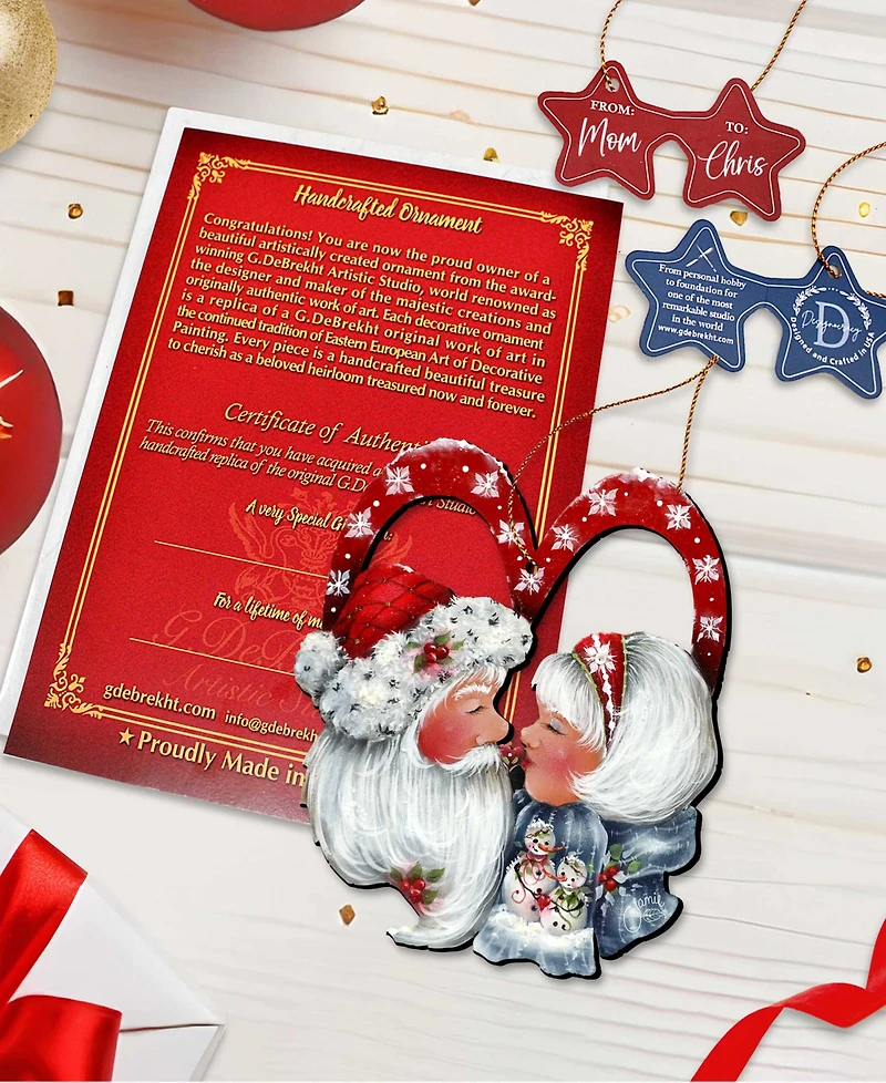 Designocracy Merry Kissmas, Holiday Ornaments, Set of 2