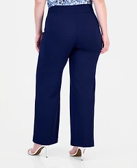 Anne Klein Plus Pull-On High-Rise Wide-Leg Pants