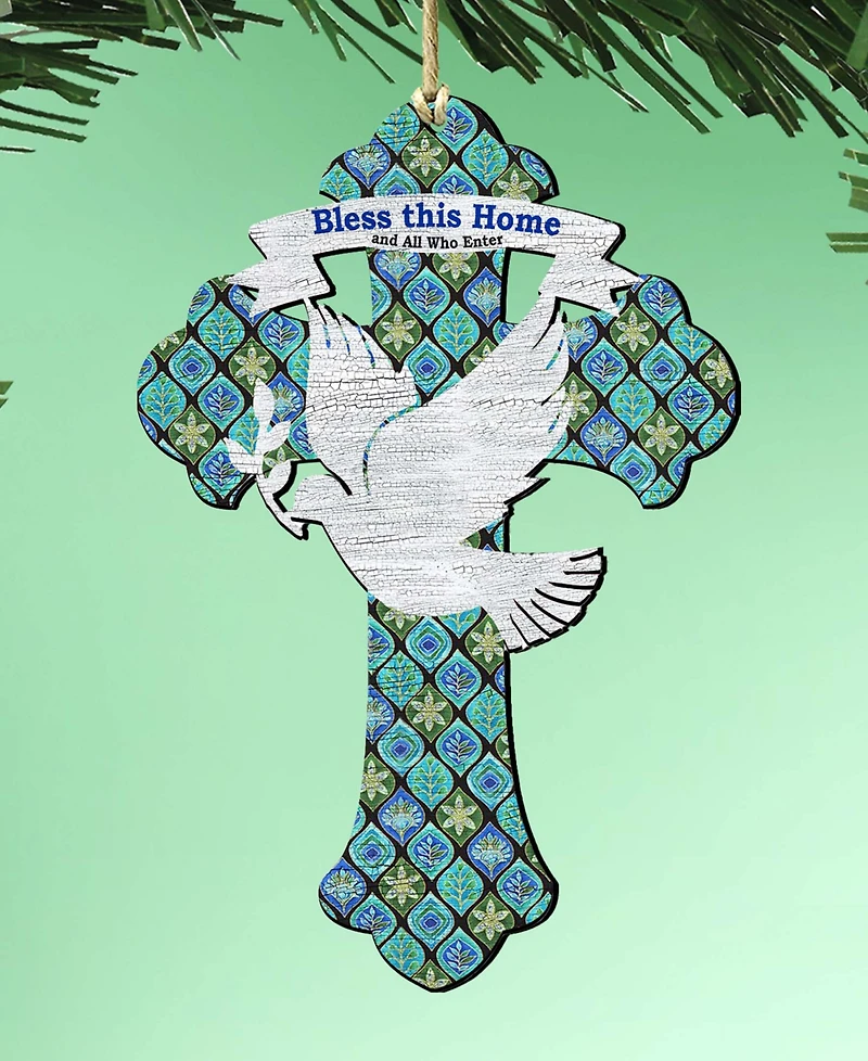 Designocracy Blessings Cross Holiday Ornaments, Set of 2