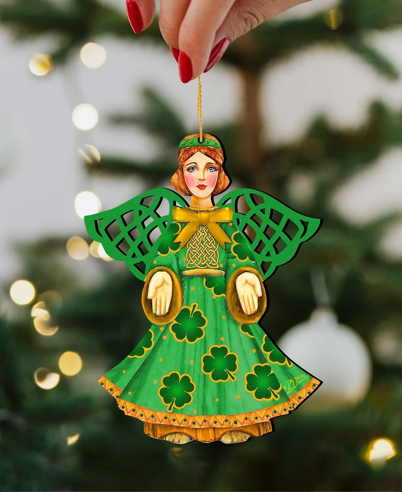 Designocracy Irish Angel Holiday Ornaments, Set of 2