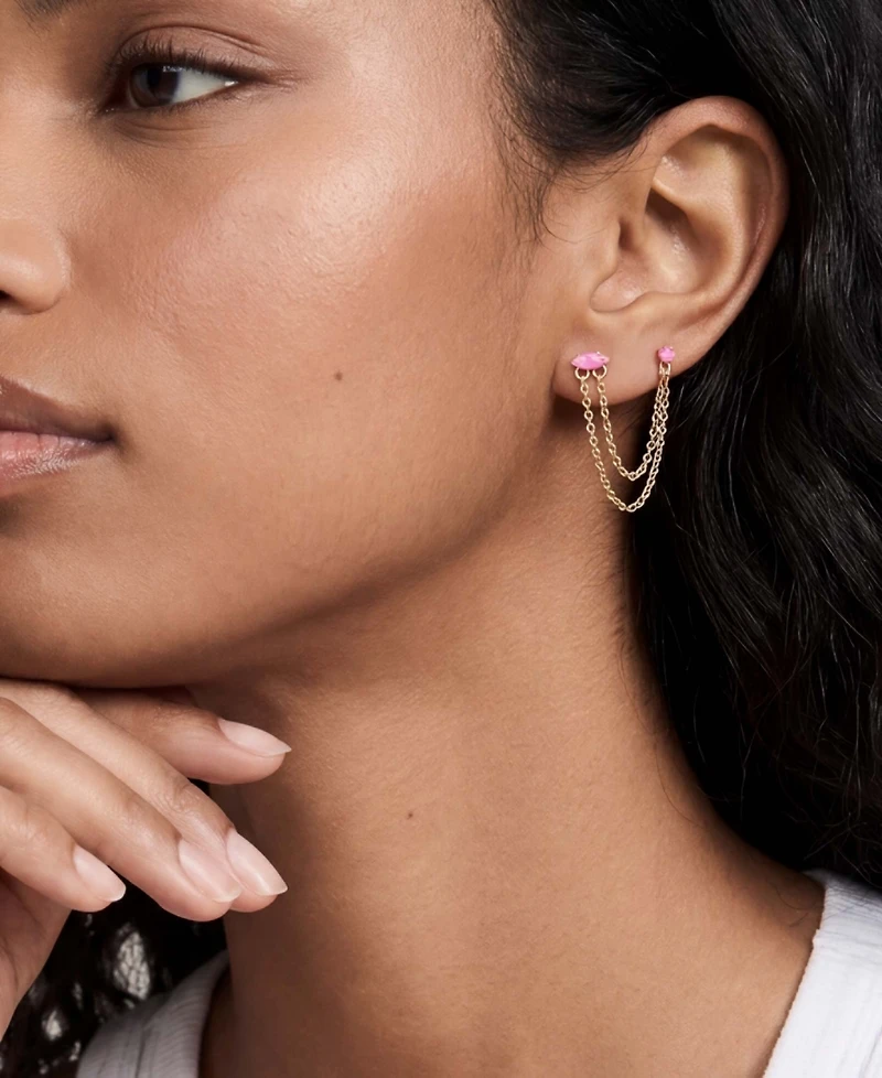 Ettika Double Piercing Chain Dangle Earrings
