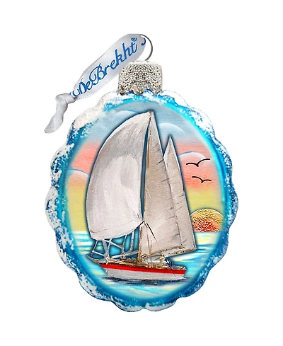 Designocracy Flower Sailboat Mercury Holiday Ornament