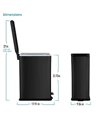 Home Zone Living 8 Gallon Slim Stainless Steel Kitchen Trash Can with Step Pedal and Soft Close Lid