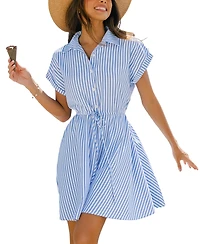 Cupshe Women's Can You Tell Striped Mini Beach Dress