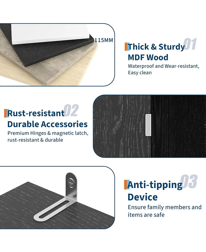 gaomon Tall Book Shelf and Bookcase, Wooden Bookcase with Doors