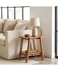 Tribesigns Solid Wood 2-Tier Narrow Side Table, End Tables, Farmhouse Bedside Table