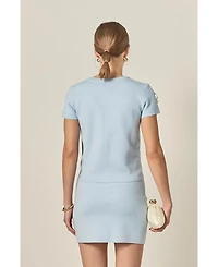 English Factory Women's 3D Flower Knit Top