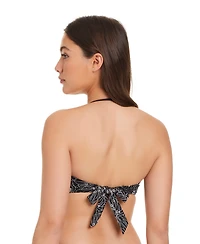 Red Carter Women's Bandeau Neck Embroidered Bikini Top