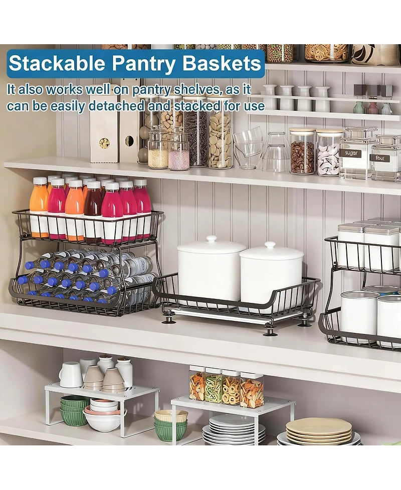 Yigii 3-Tier Rolling Pantry Cart with Lockable Wheels for Kitchen Storage