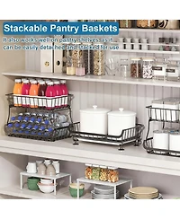 Yigii 3-Tier Rolling Pantry Cart with Lockable Wheels for Kitchen Storage