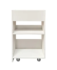 Rainsken 3 Tier Wooden Floor Standing Bookcase with Slide-Out Drawer and Dustproof Mobile File Cabinet, Hidden Storage for Living Room, Office