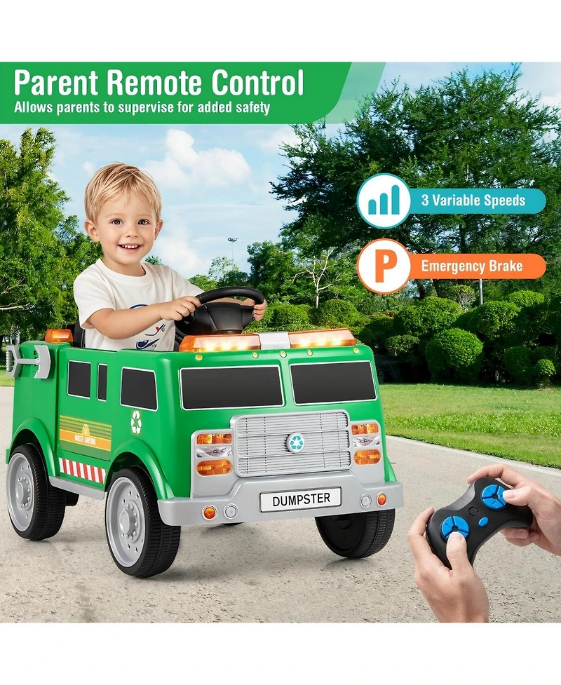 Hongge 12V Battery Powered Electric Vehicle with Remote Control and Trash Bin