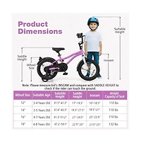 Hongge Kids Bike 14 Inch Children Training Bicycle with 2 Brake for 3-5 Years Old