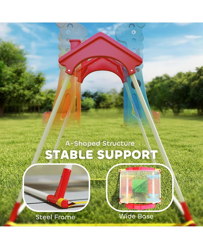 Qaba Kids Indoor Swing with Double Seats and Safety Belts, Mixed-Color