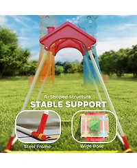 Qaba Kids Indoor Swing with Double Seats and Safety Belts, Mixed-Color