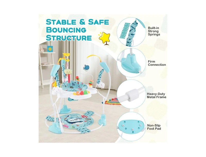Slickblue Toddler Height Adjustable Activity Center with Bounce Seat