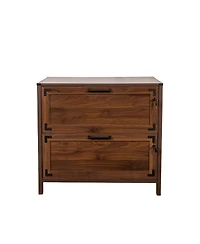 Rainsken 2 Drawer File Cabinet, Home Office Filing Organizer, Wood Lateral Filing Cabinet with Lock for Letter/Legal/A4/F4