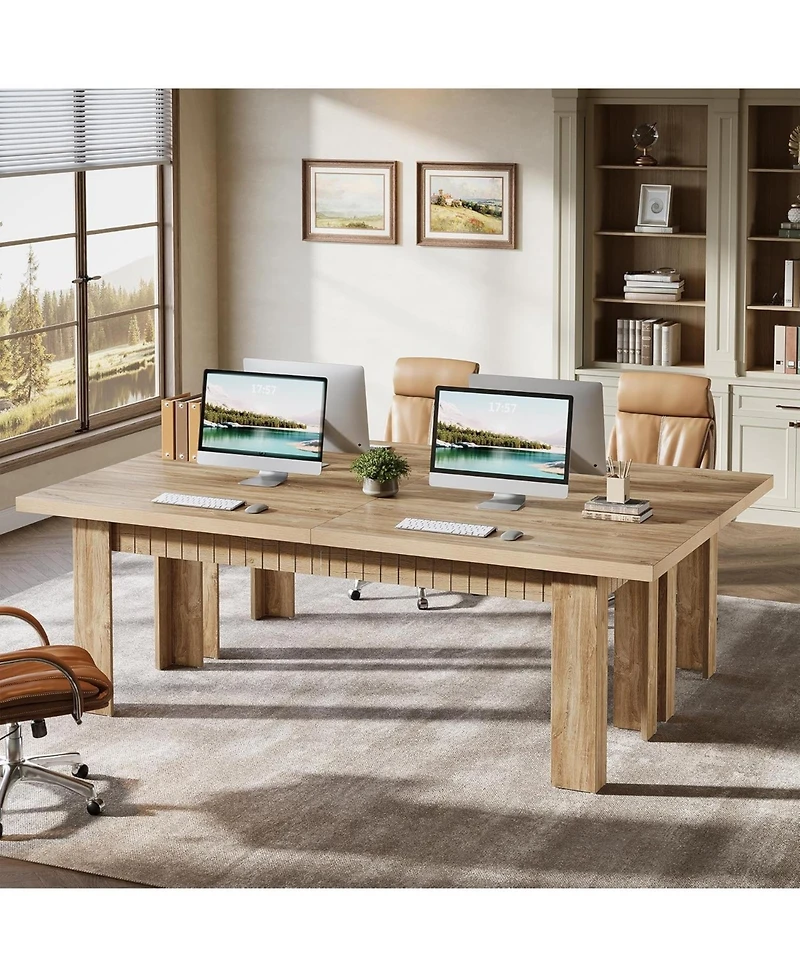 Tribesigns 79 Inch Double Desk for Two People, Extra Long Computer, Modern Wooden Desk for Home Office