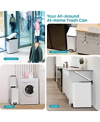 Home Zone Living 8 Gallon Slim Stainless Steel Kitchen Trash Can with Step Pedal and Soft Close Lid