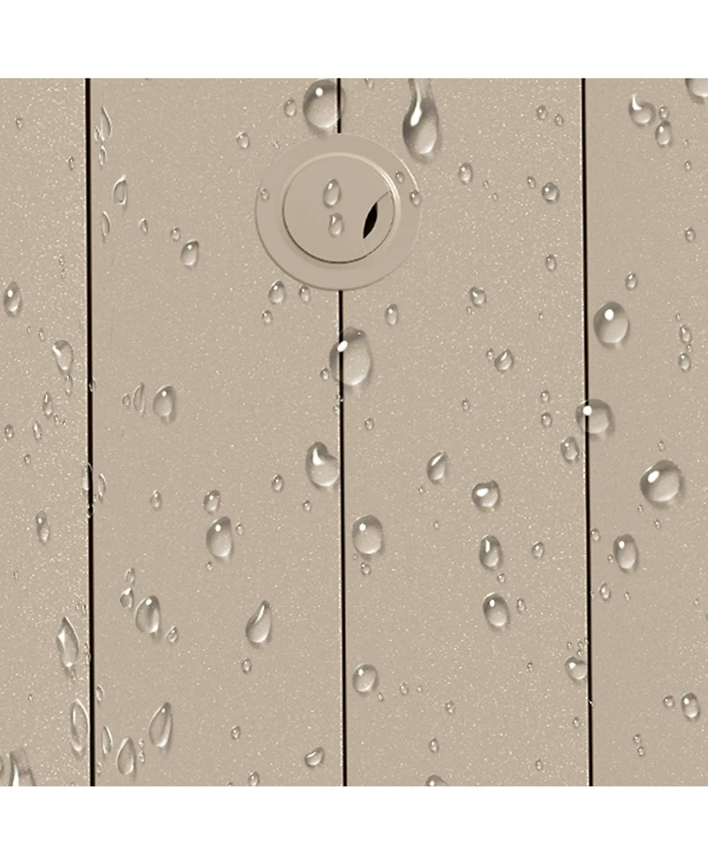 Mondawe 52.95" Round Outdoor Dining Table for 6–7 People, All-Weather Steel Patio Table with Umbrella Hole, Sandstone