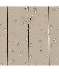 Mondawe 52.95" Round Outdoor Dining Table for 6–7 People, All-Weather Steel Patio Table with Umbrella Hole, Sandstone