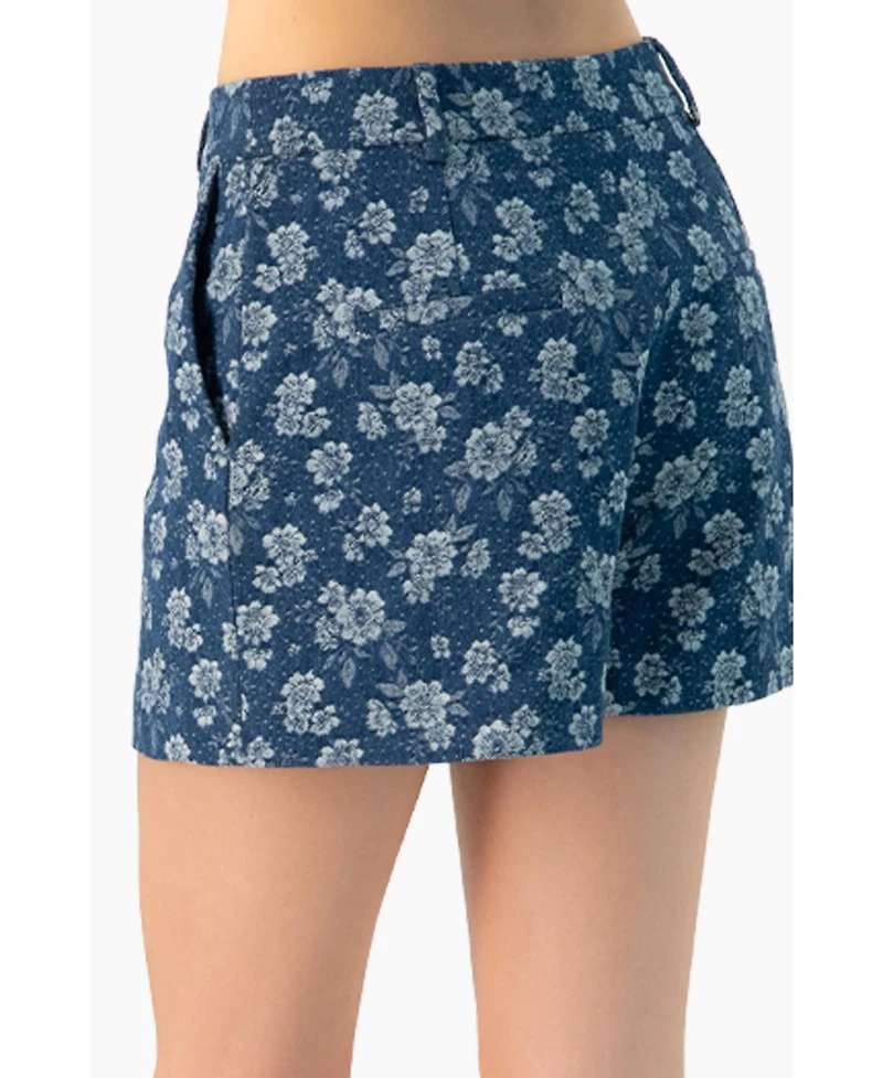 Ivonne Women's Floral Patterned Denim Shorts