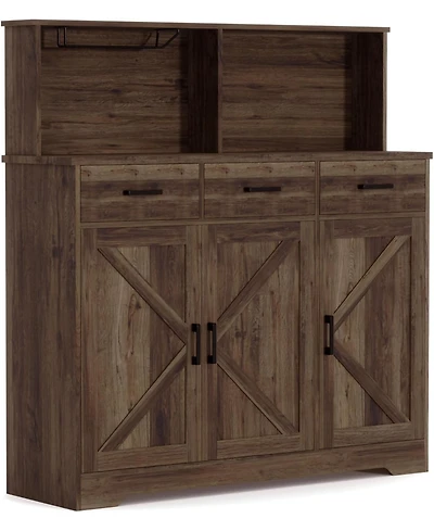 gaomon Farmhouse Style Buffet Cabinet with Integrated Microwave Stand