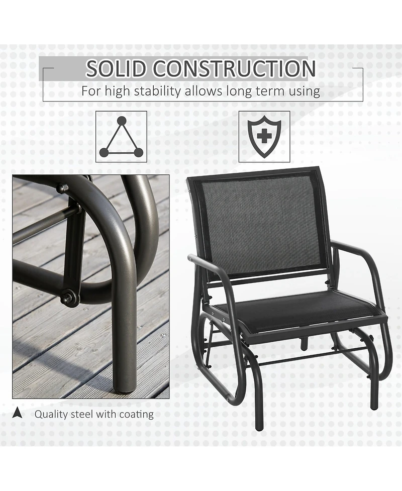 Clihome Porch Glider, Metal Frame Swing Glider Chair with Mesh Fabric, Curved