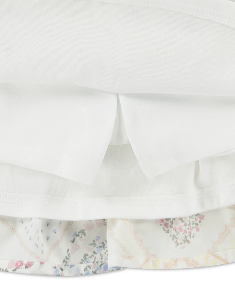 abercrombie kids Girls' Flower Fleece Crewneck Sweatshirt and Skort, 2-Piece Set